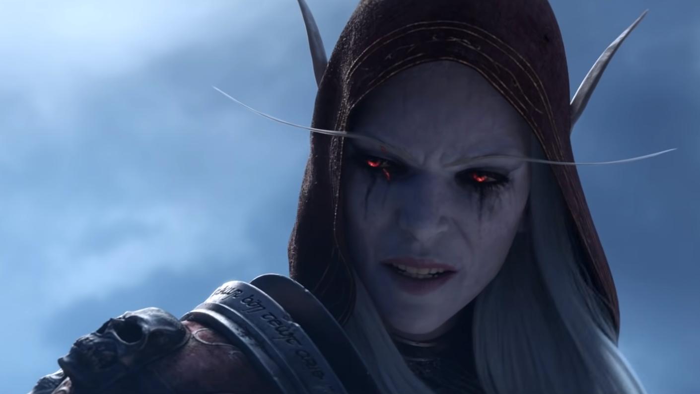 Sylvanas sneers at the Lich King in the Shadowlands cinematic trailer.