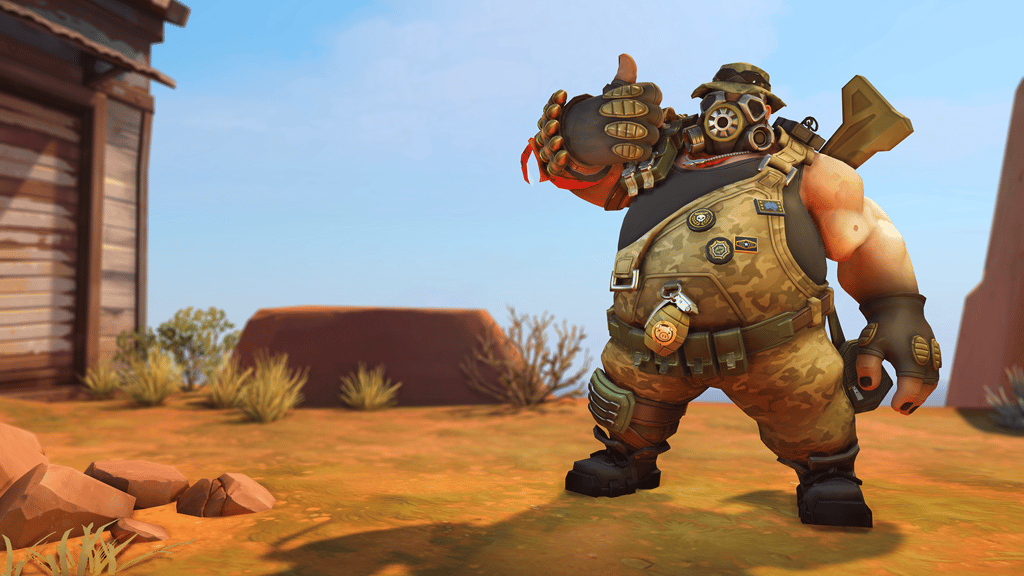 Roadhog gives the thumbs up on Junkertown