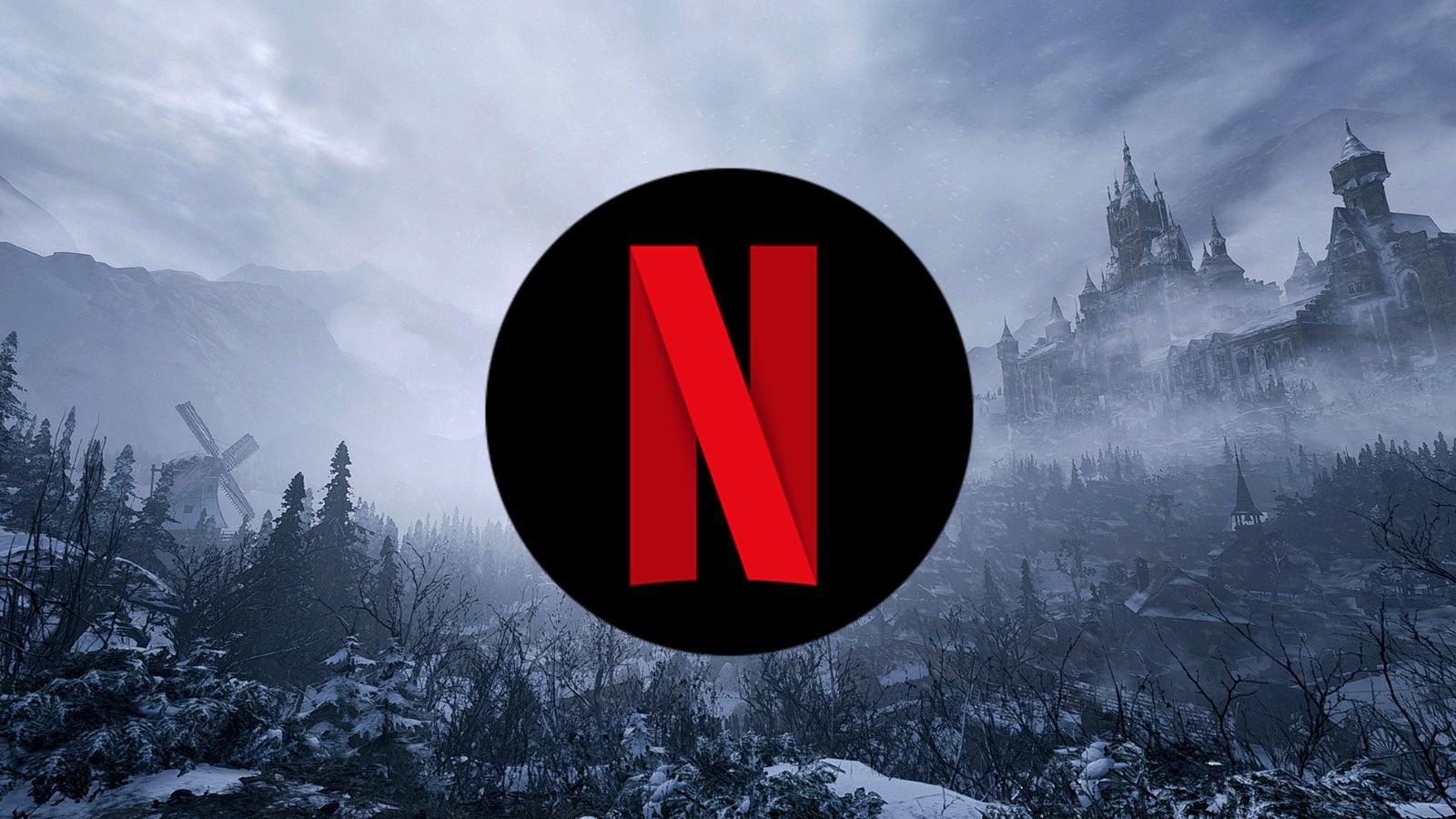 Netflix logo in front of Resident Evil background