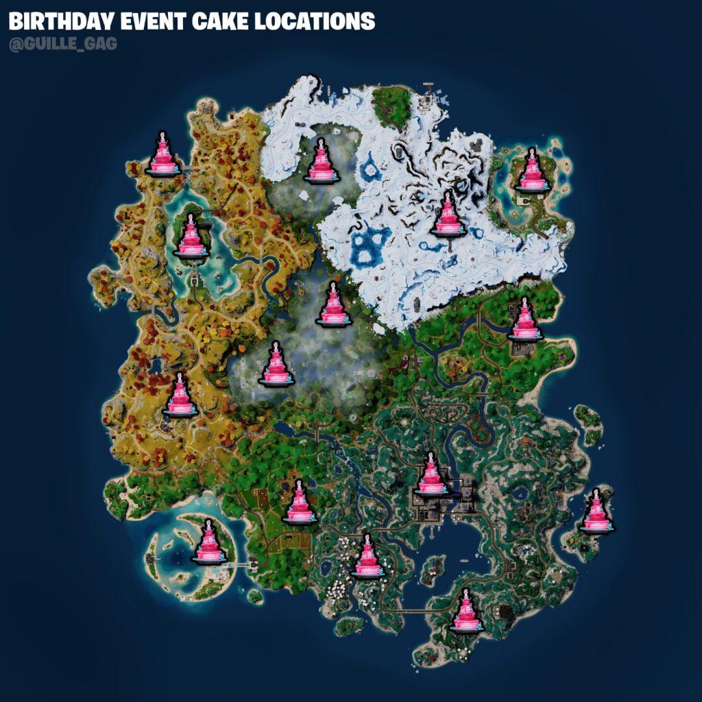 All Birthday Cake locations in Fortnite Chapter 4 Season 4