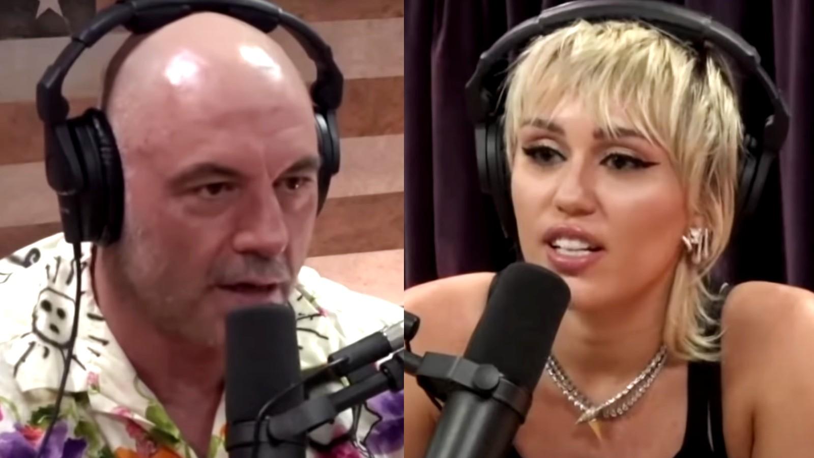 Joe Rogan and Miley Cyrus on the JRE podcast
