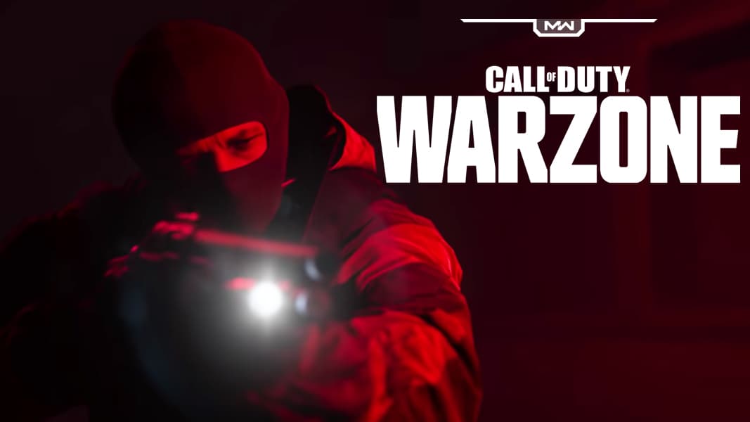 Modern Warfare character with gun next to logo