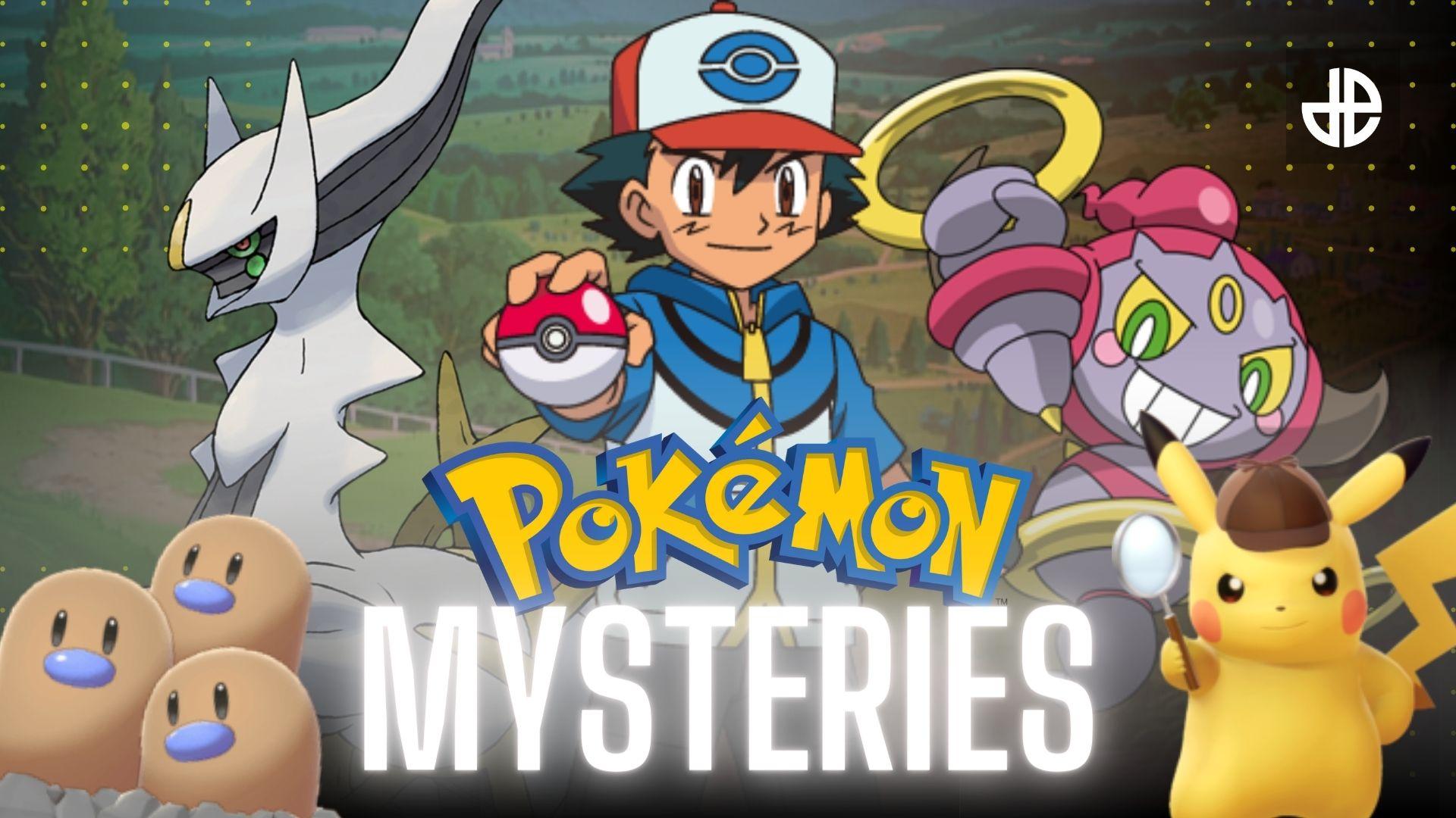 Pokemon mysteries image with Ash, Pikachu, Dugtrio, and more