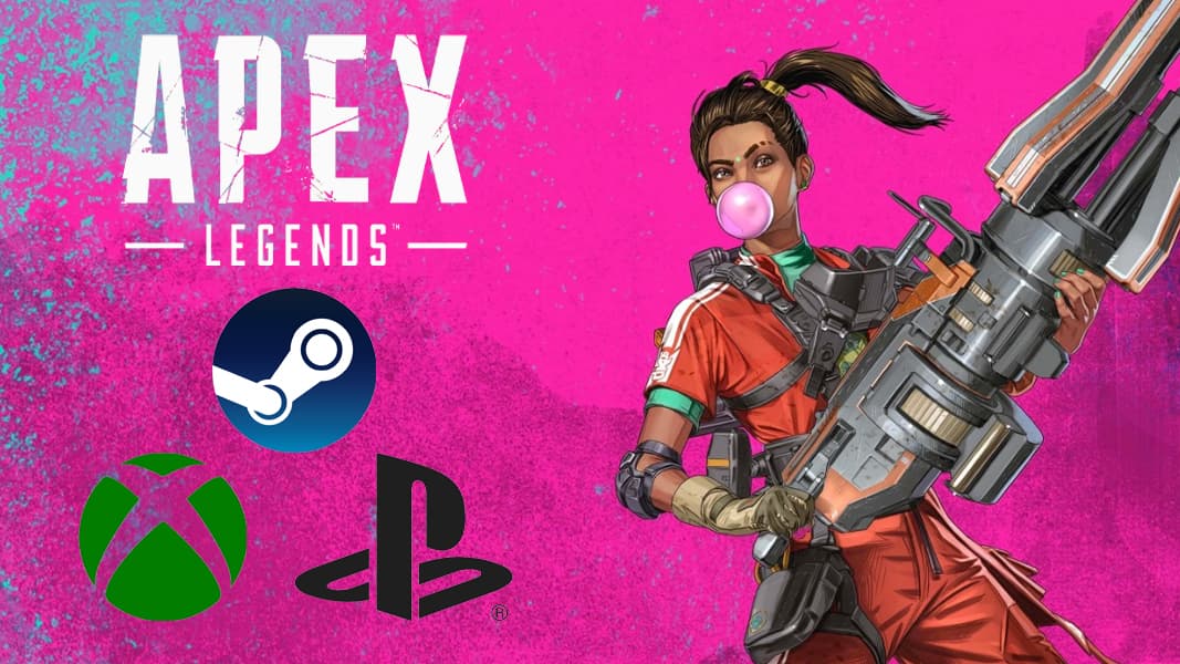 Apex Legends Season 6 with PS. Xbox and Steam logos