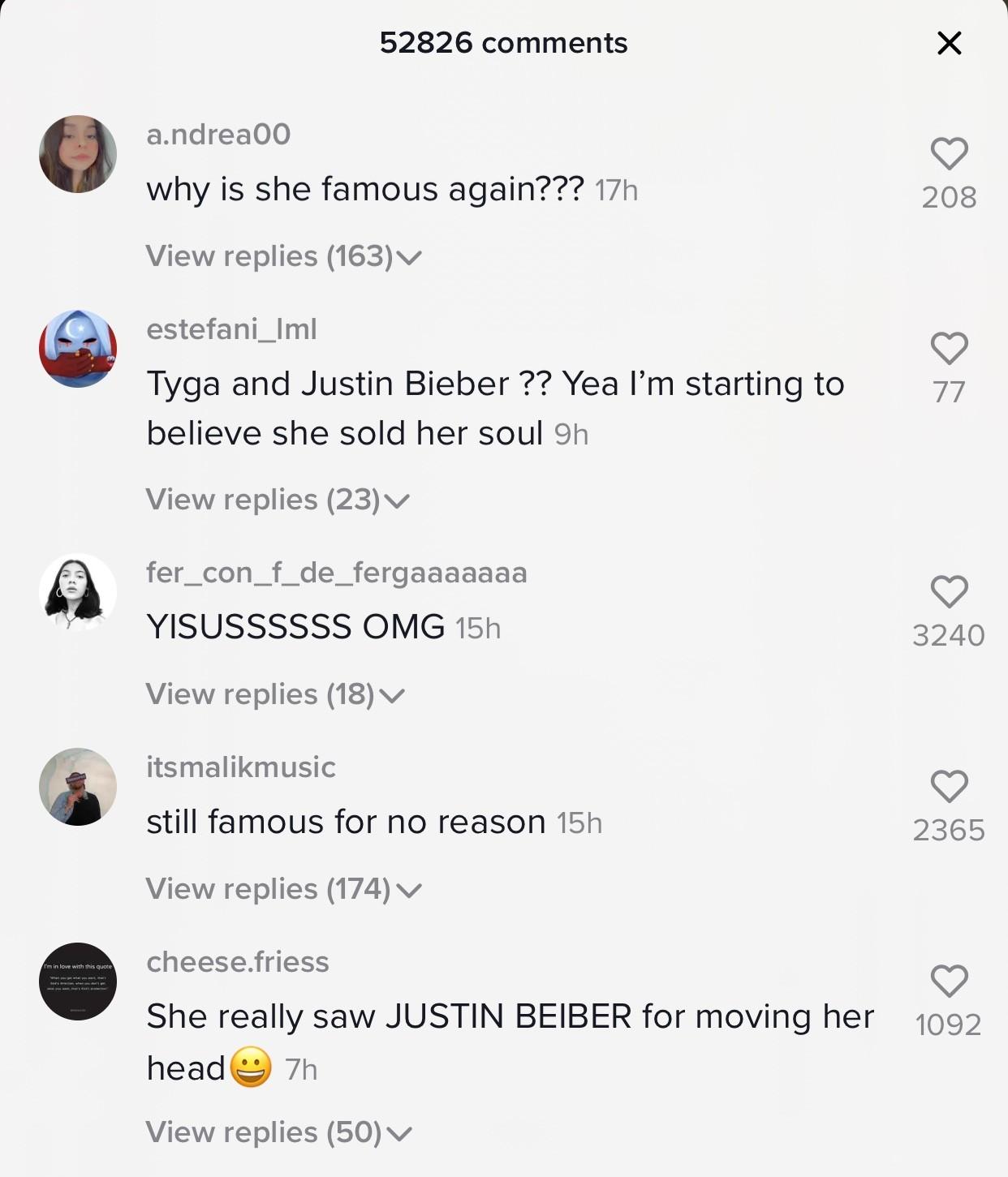 Hate comments on Bella Poarch's TikTok