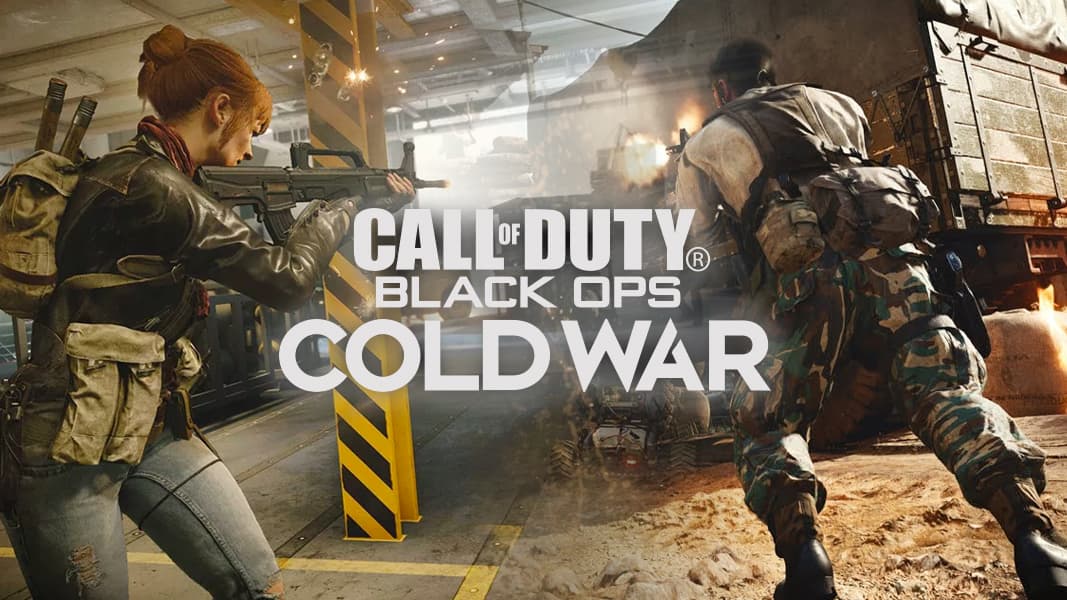 Black ops Cold War gameplay with logo on top