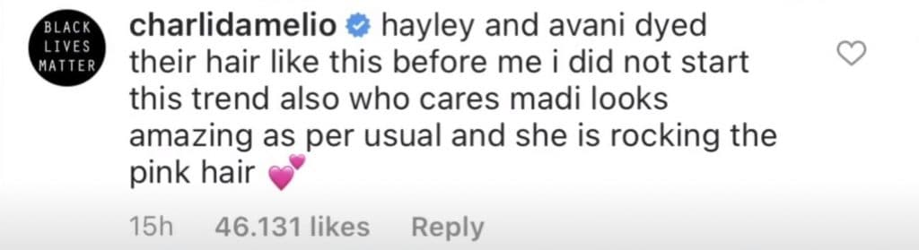 Charli D'Amelio decries users accusing Madi Monroe of copying her hairstyle.