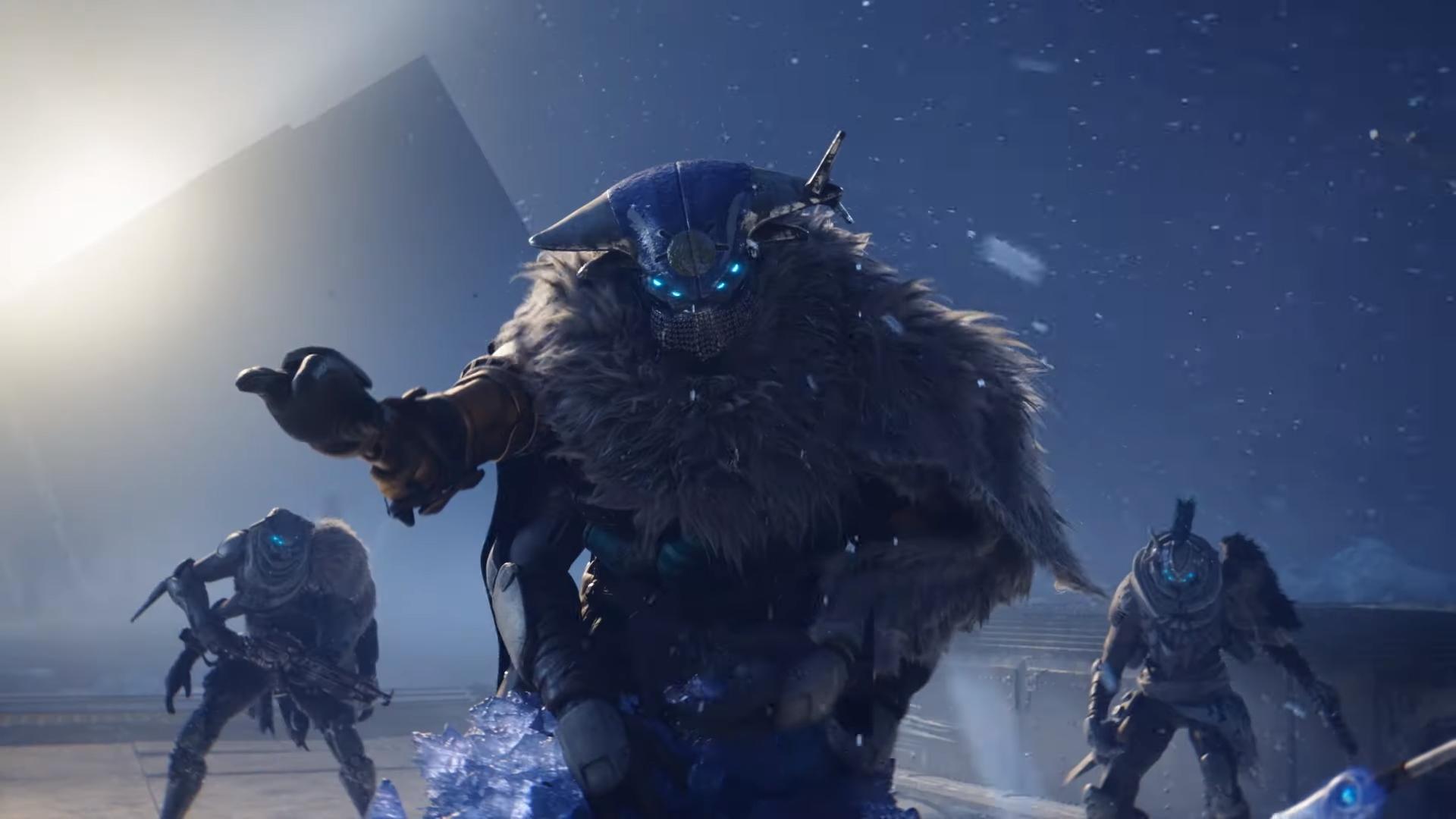 Three characters look at in the screen in Destiny 2: Beyond Light