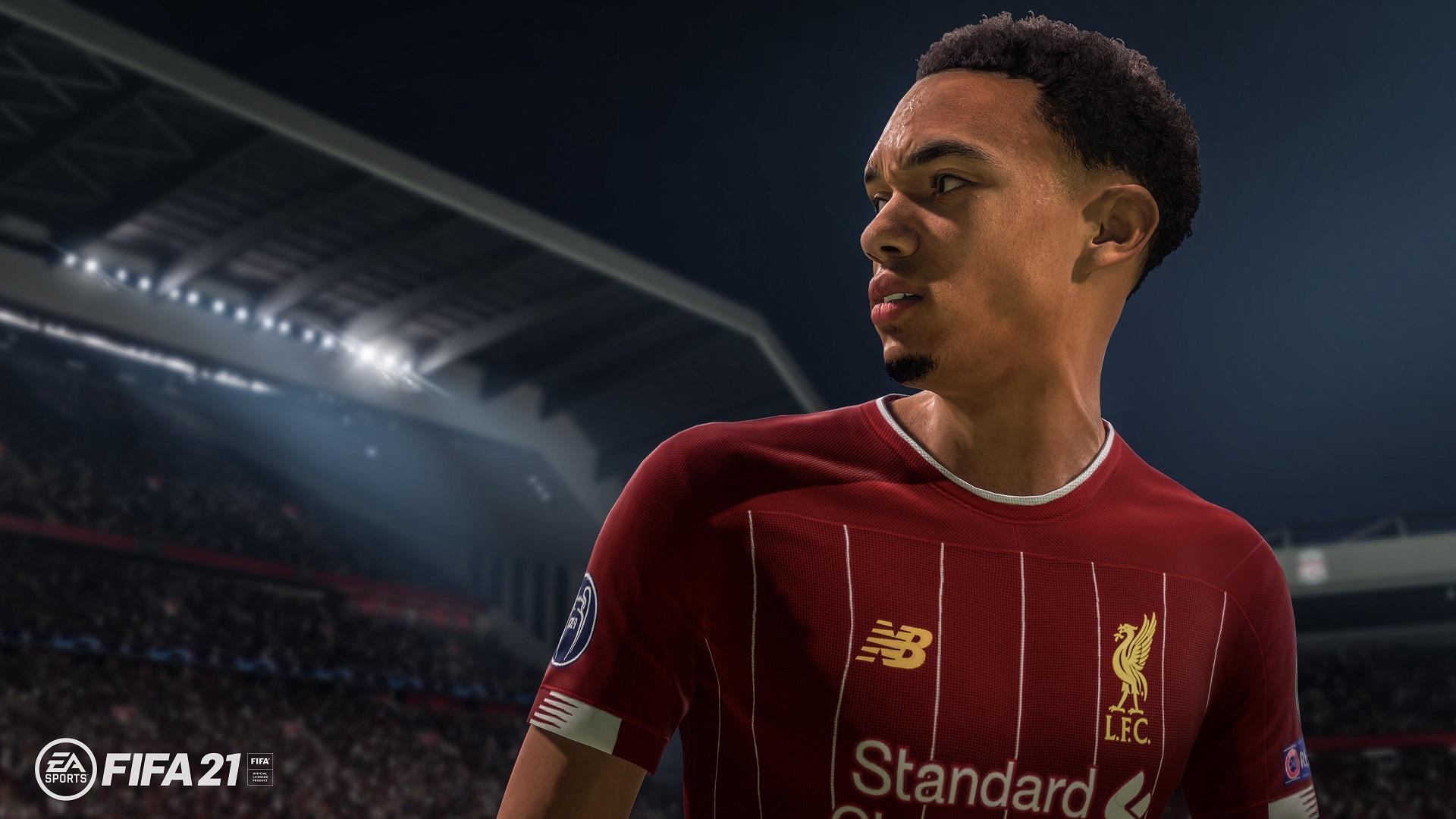 Trent Alexander-Arnold looking to the left in FIFA 21