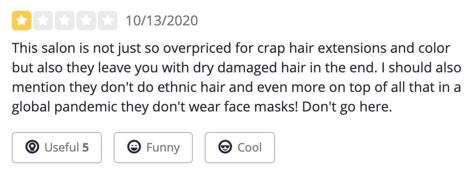 Comment on Hair by Chrissy's Yelp! page