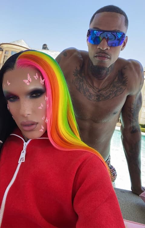 Jeffree Star and Andre Marhold pose together for a selfie.