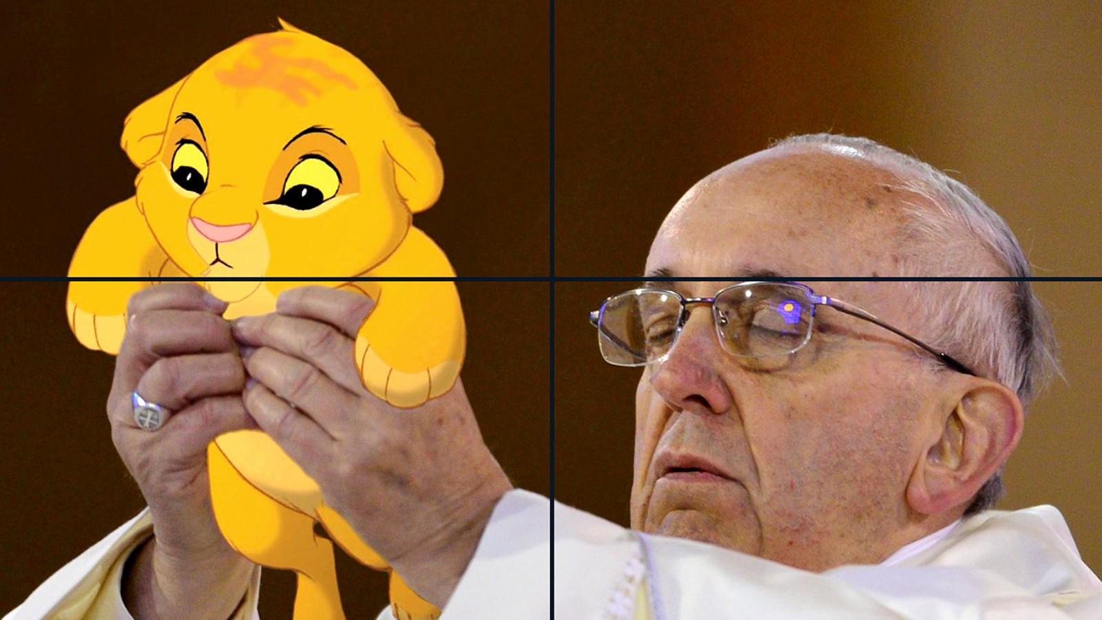 The Pope holds Simba from The Lion King