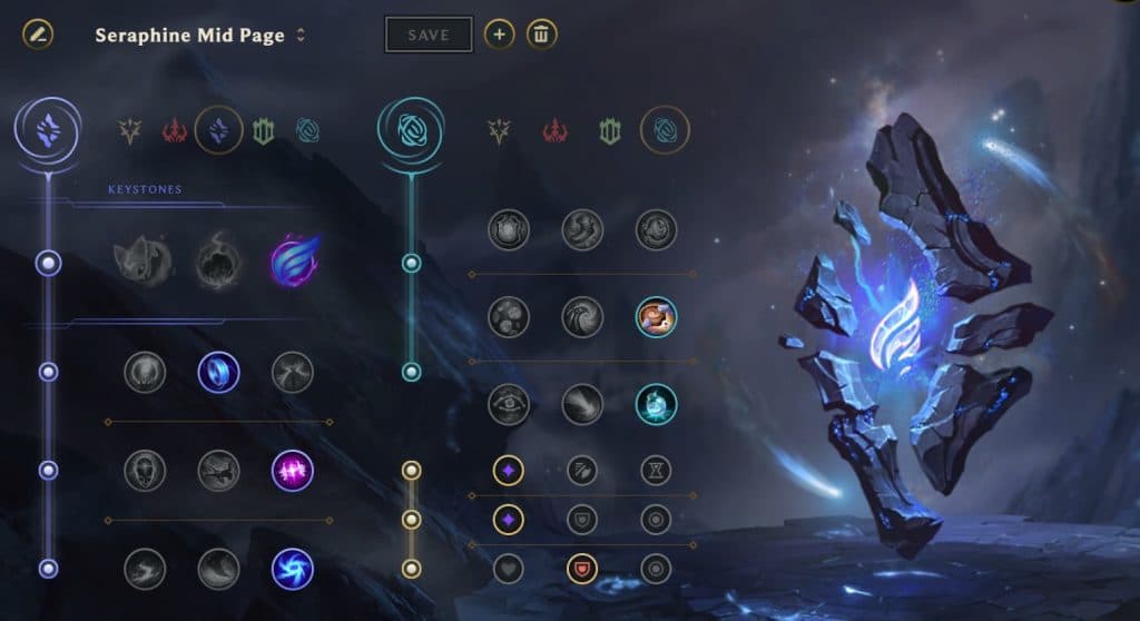Phase Rush rune page in League of Legends for Seraphine