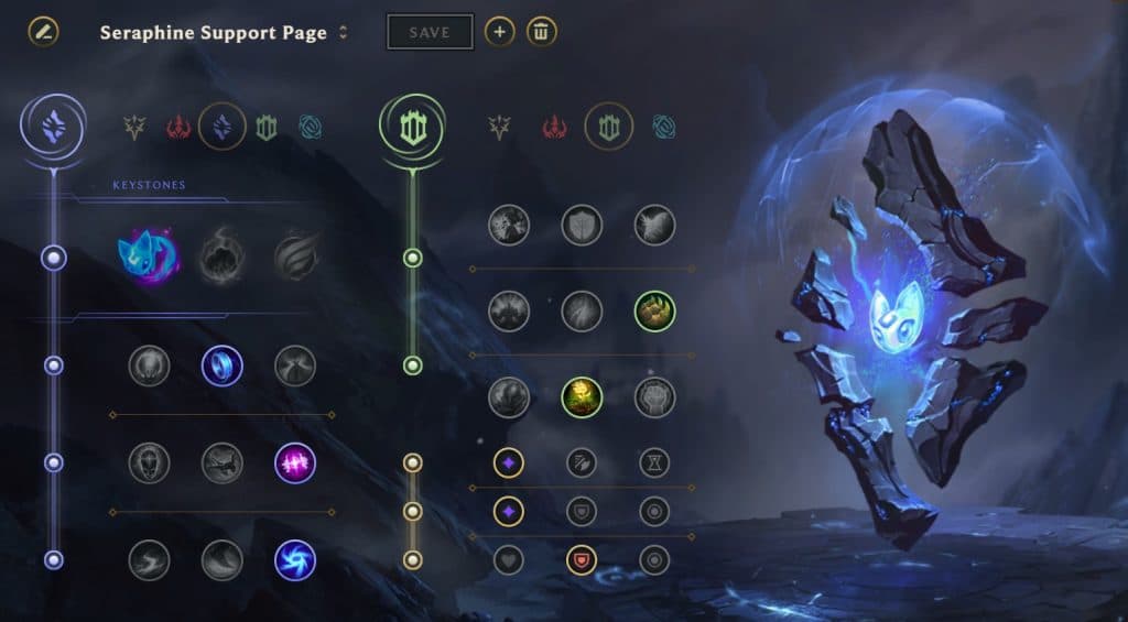 Summon Aery rune page in League of Legends for Seraphine