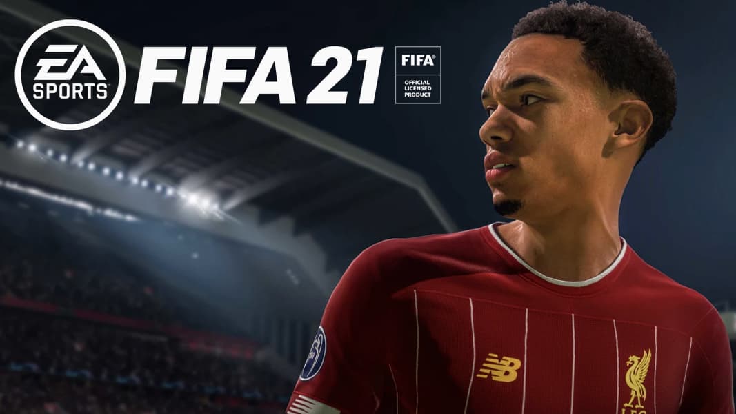 Trent Alexander Arnold in FIFA 21 next to logo