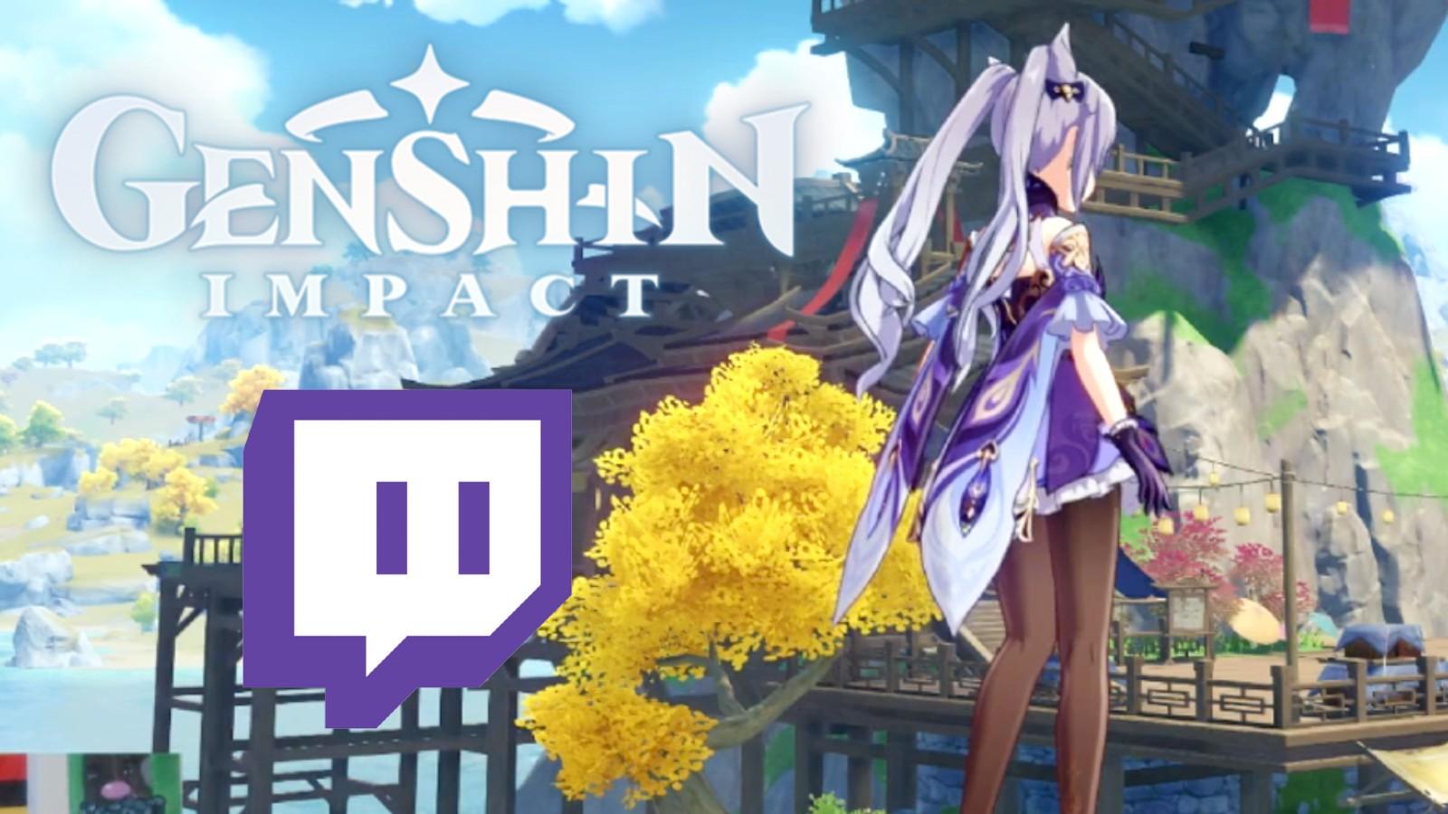 Screenshot of the game Genshin Impact behind Twitch logo