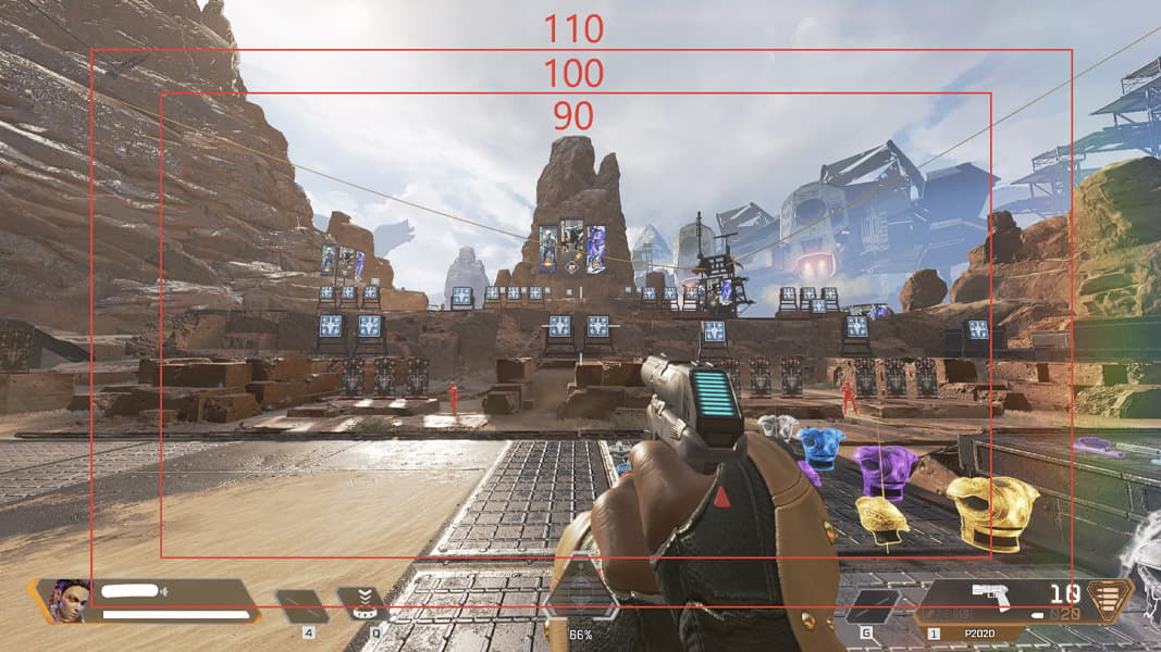 A comparison between FOV settings in Apex Legends