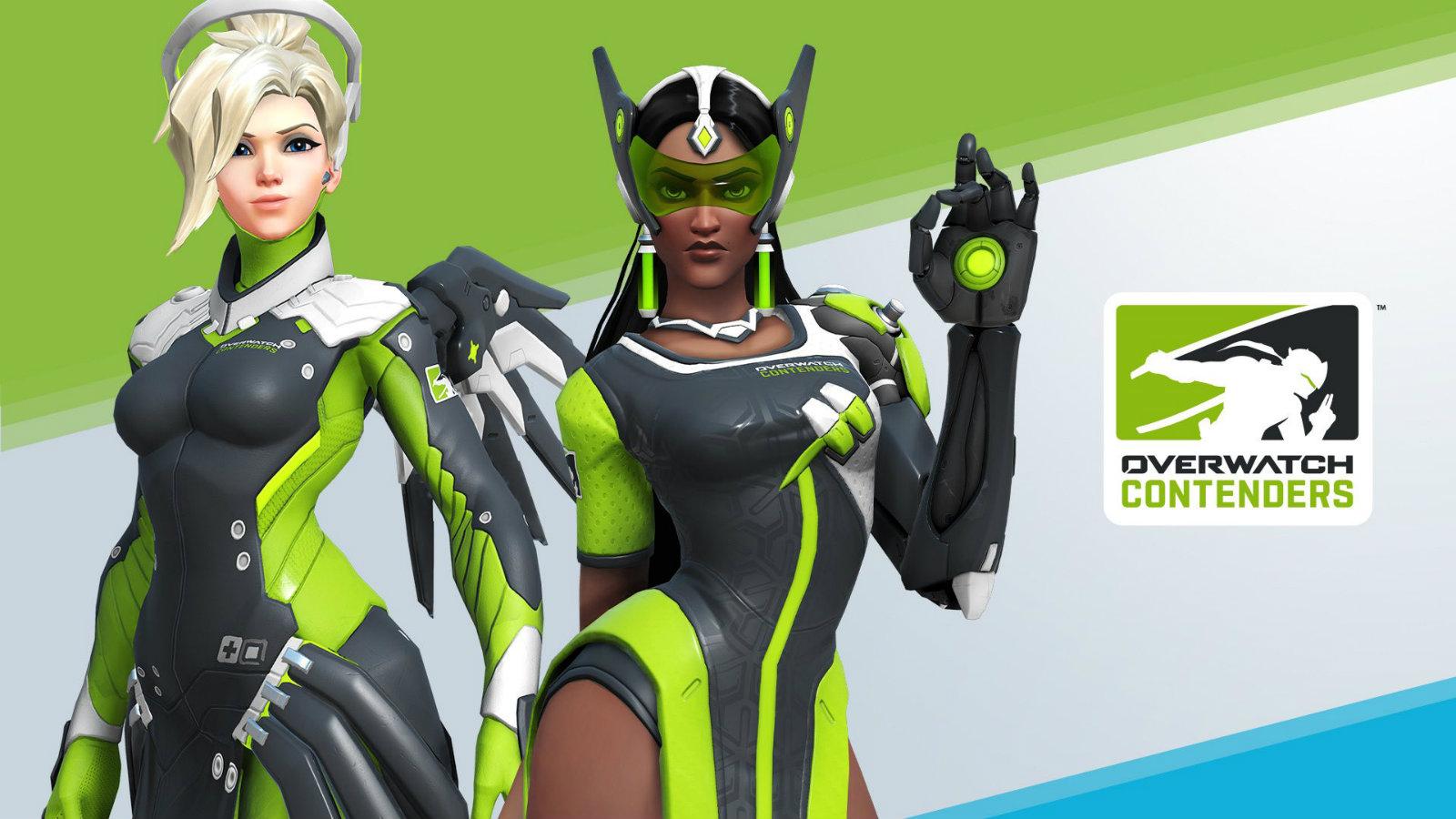 Mercy and Symmetra Overwatch Contenders skins