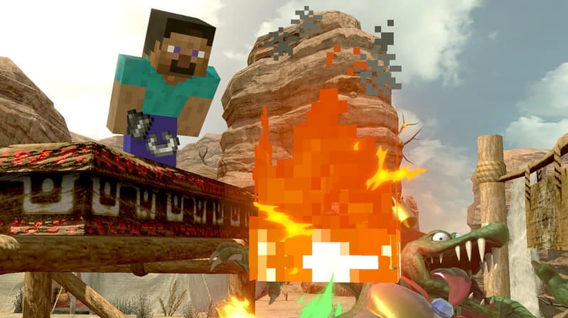 Minecraft Steve attacks Krule in Smash Ultimate