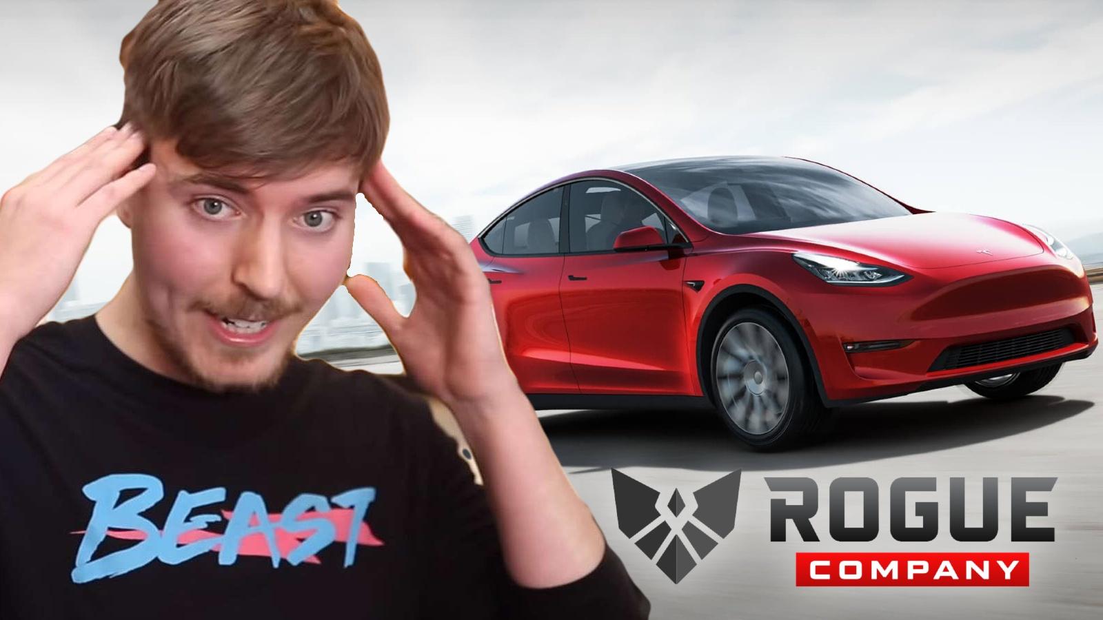 Mr Beast gives away free Tesla for Rogue Company wins