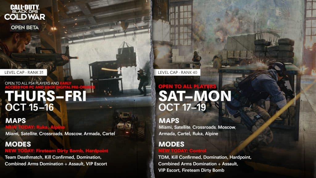 Black Ops Cold War Open Beta schedule