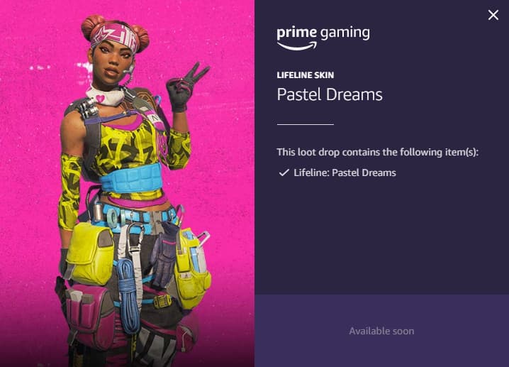 Prime Gaming pastel dreams lifeline skin