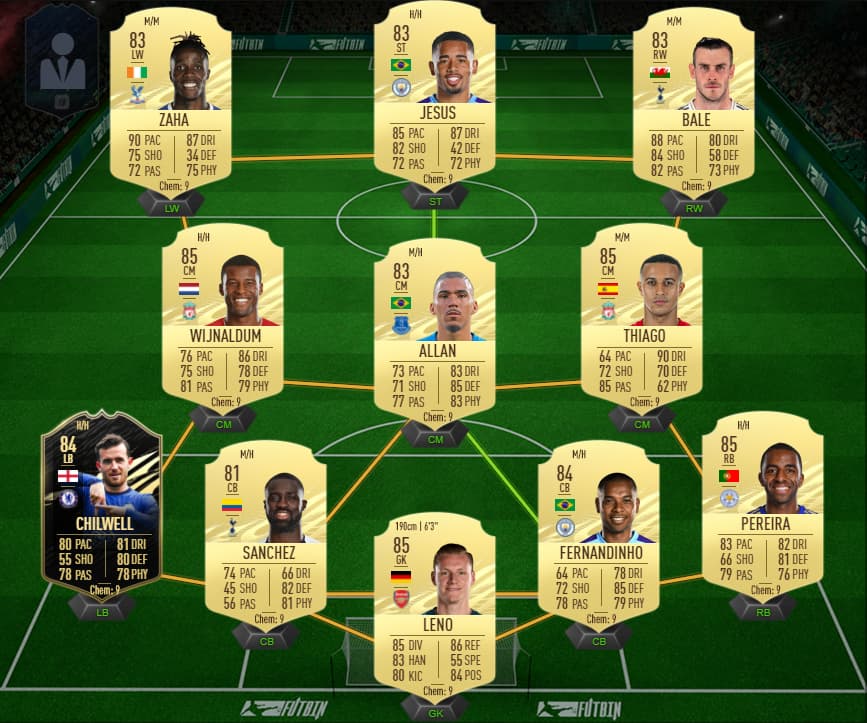 Premier League FUT squad. This will cost you around 500k in FIFA 21 Ultimate Team.