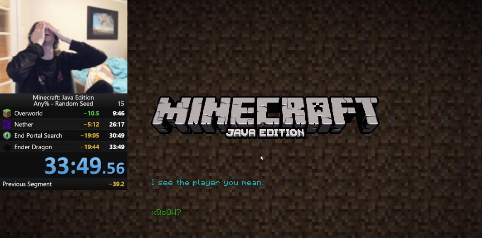 xqc beating minecraft personal best