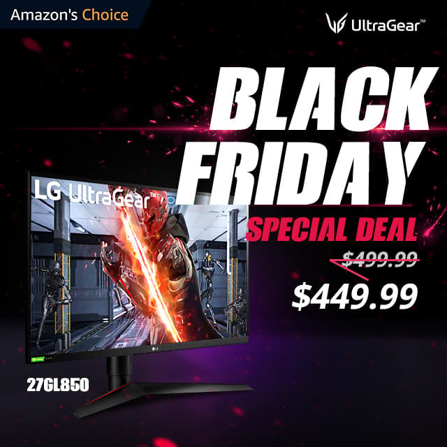 Advert for LG Ultragear Black Friday sale on Amazon.