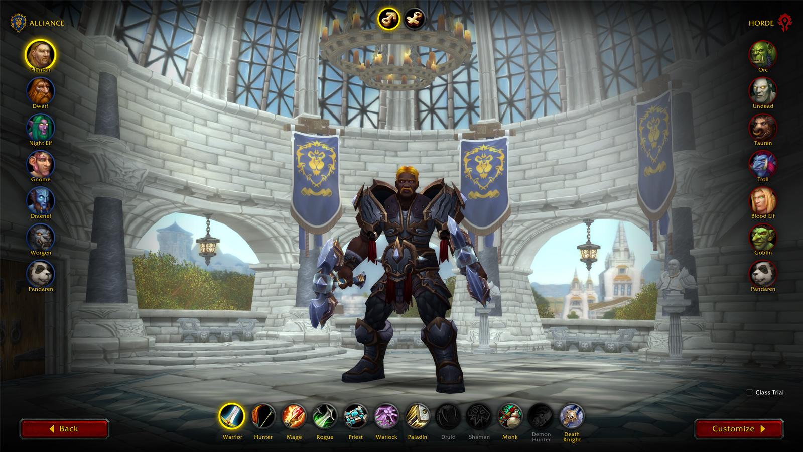 A screenshot of the character customization window for World of Warcraft