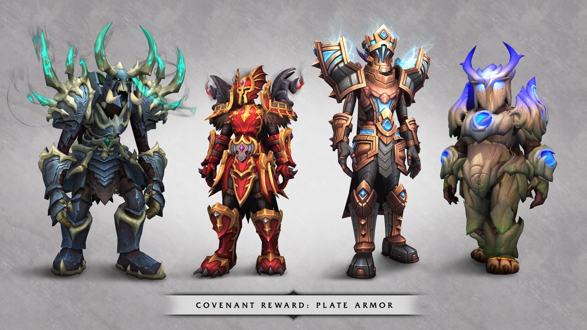 Covenant plate sets in World of Warcraft Shadowlands