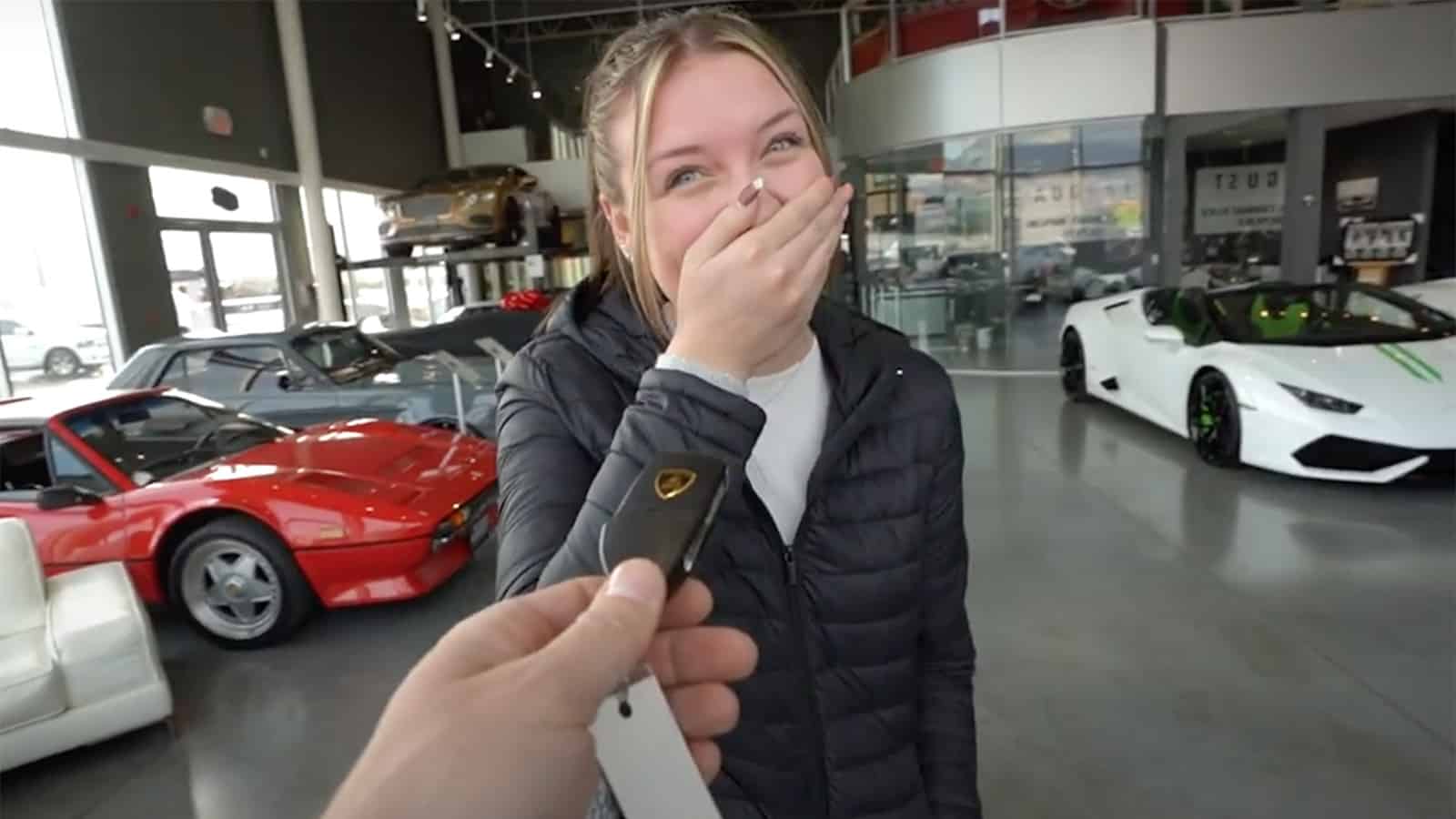 Girl crying with car keys