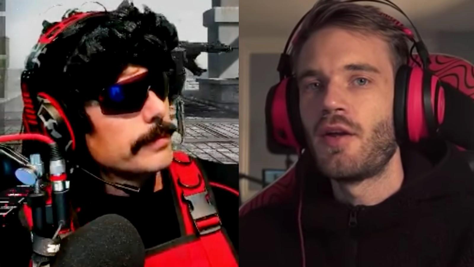 Image of Dr Disrespect next to image of PewDiePie