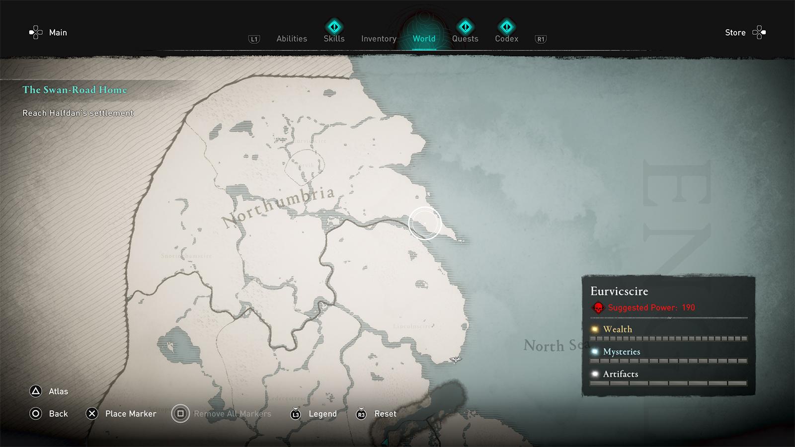 Northern part of the England map in Assassin's Creed Valhalla
