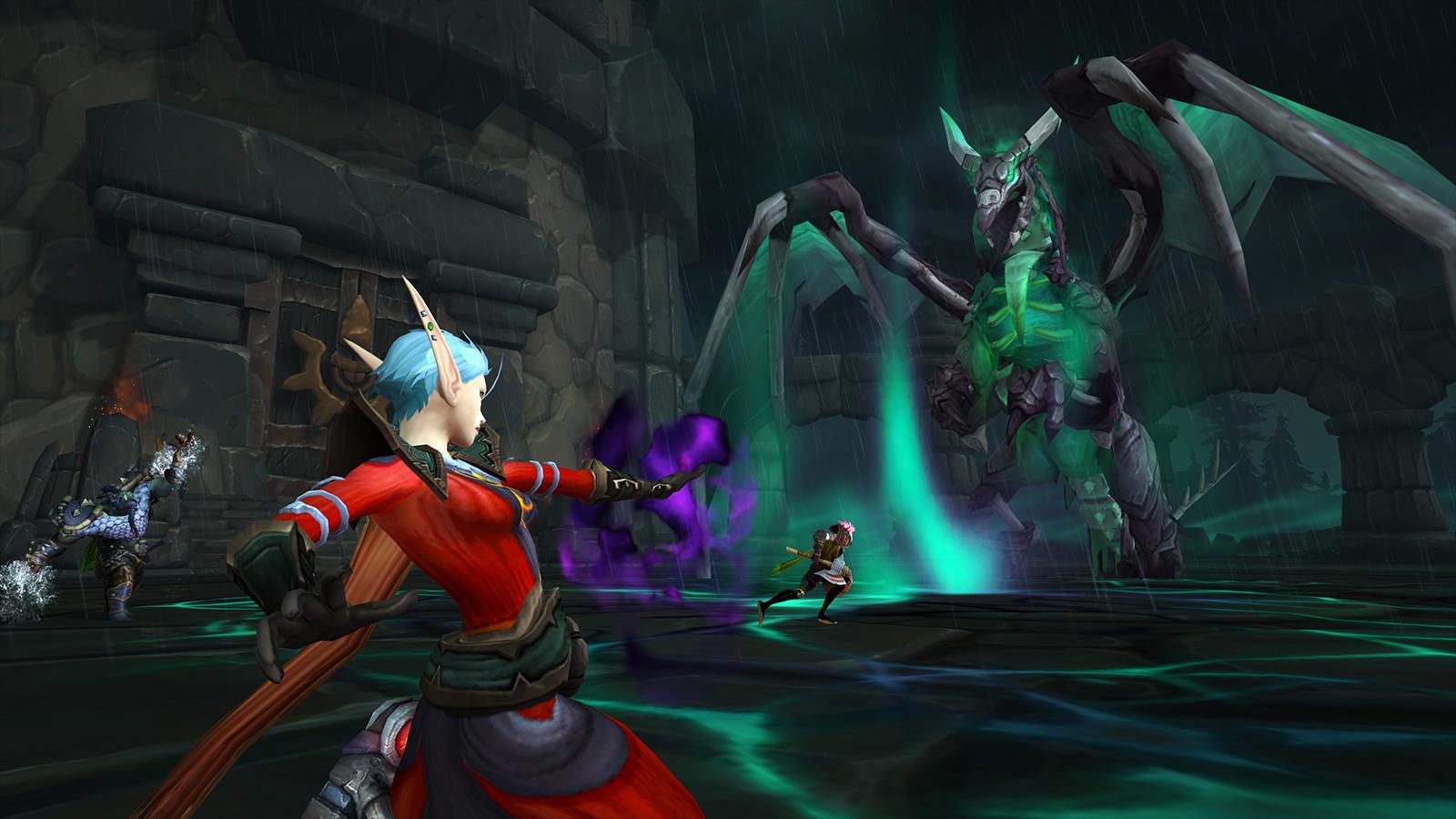 Exile's Reach photo showing a boss battle between a group of players