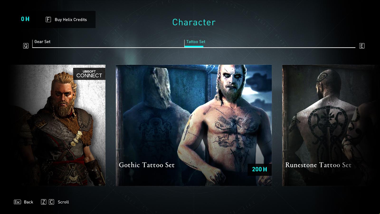 Gothic tattoo set in Assassin's Creed Valhalla Ubisoft store