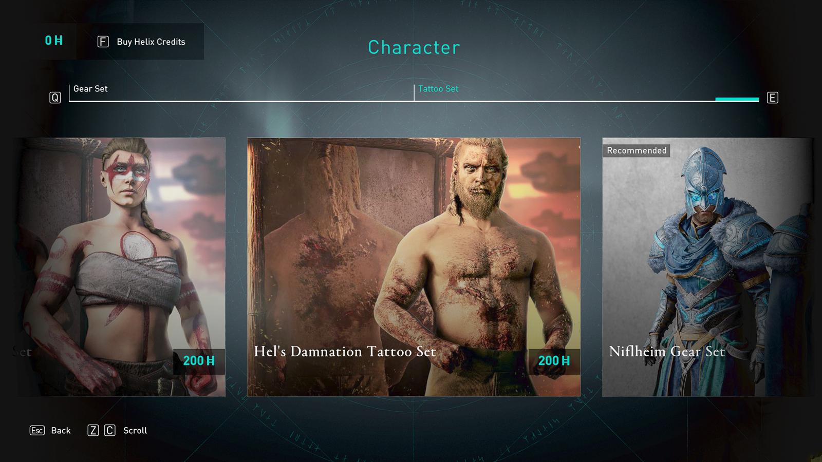 He's Damnation Tattoo Set in Assassin's Creed Valhalla store