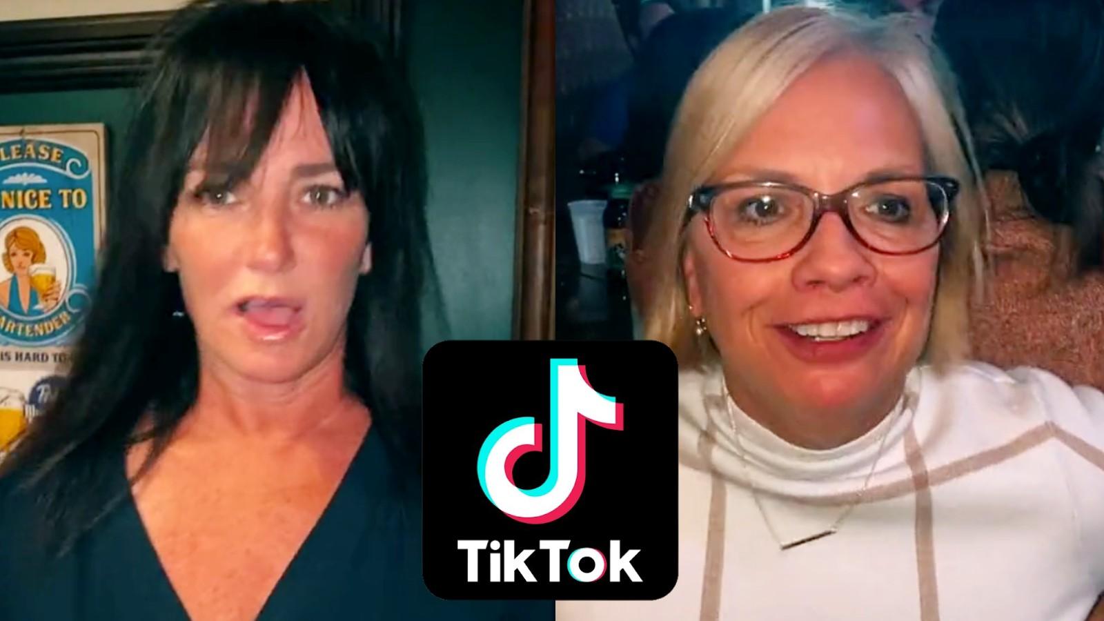 Lip Syncing TikTok moms with the TikTok logo