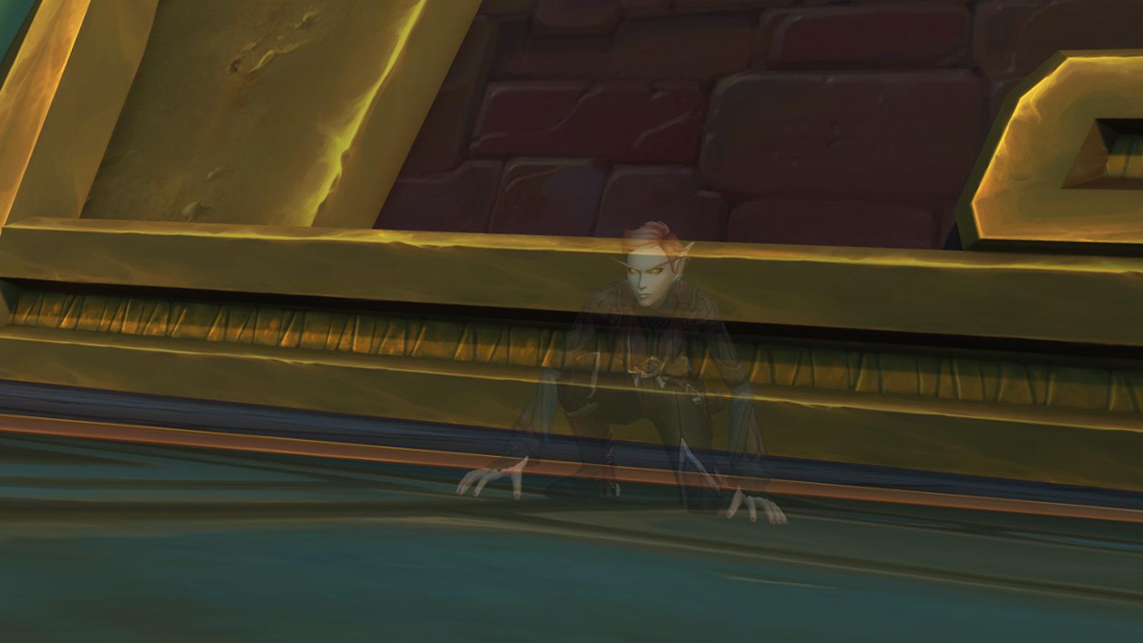 Blood Elf Rogue in Zandalar, crouching while in stealth