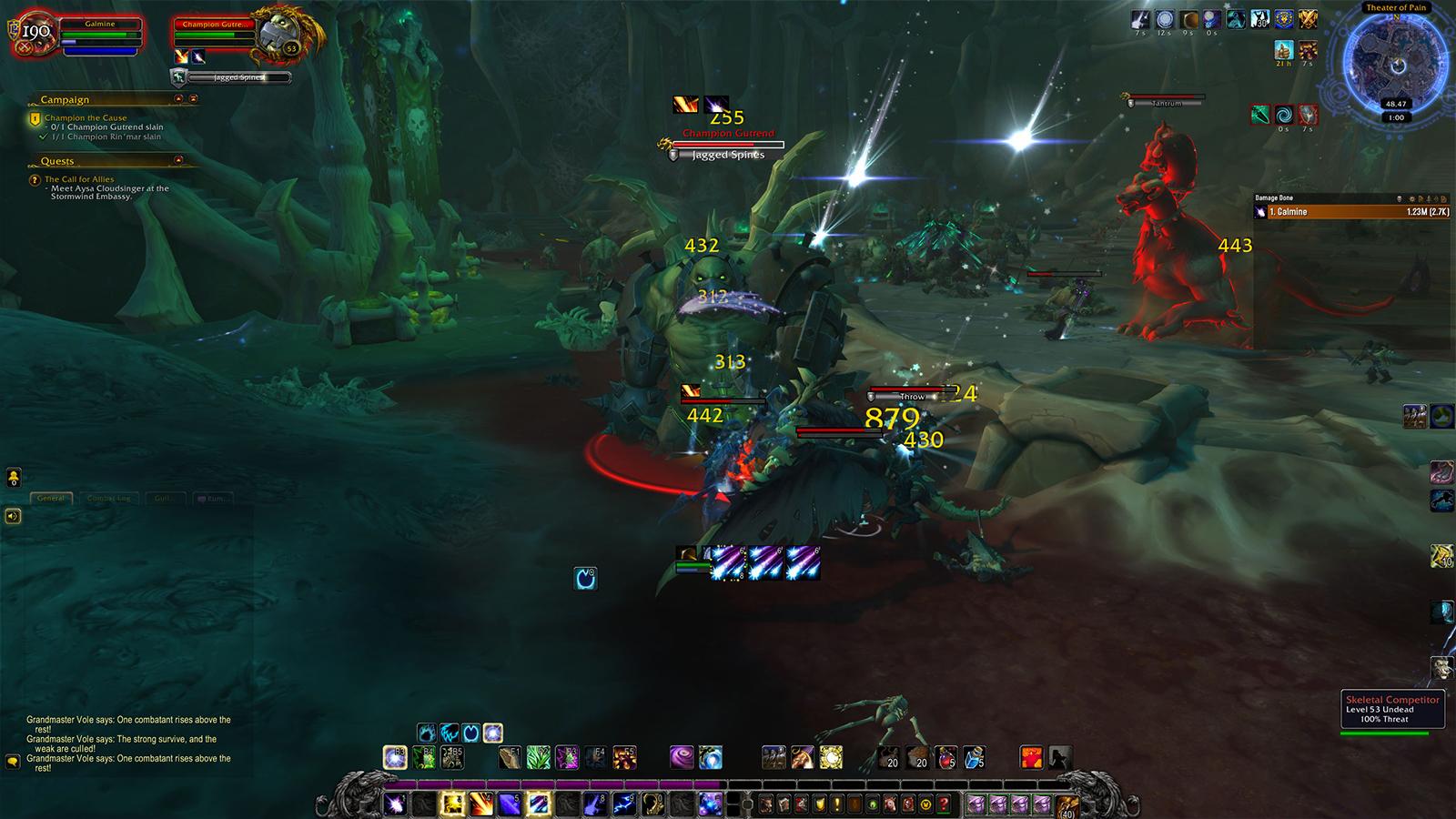Theater of Pain in Maldraxxus, with lots of enemies on-screen at any one time