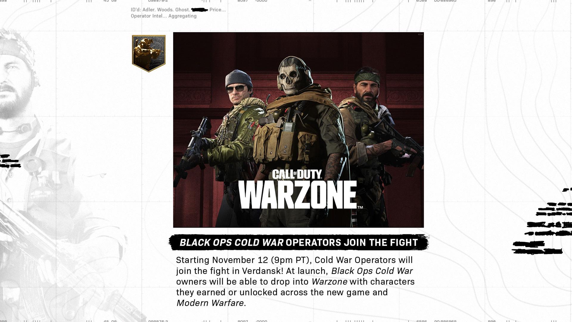 warzone black ops cold war modern warfare operators