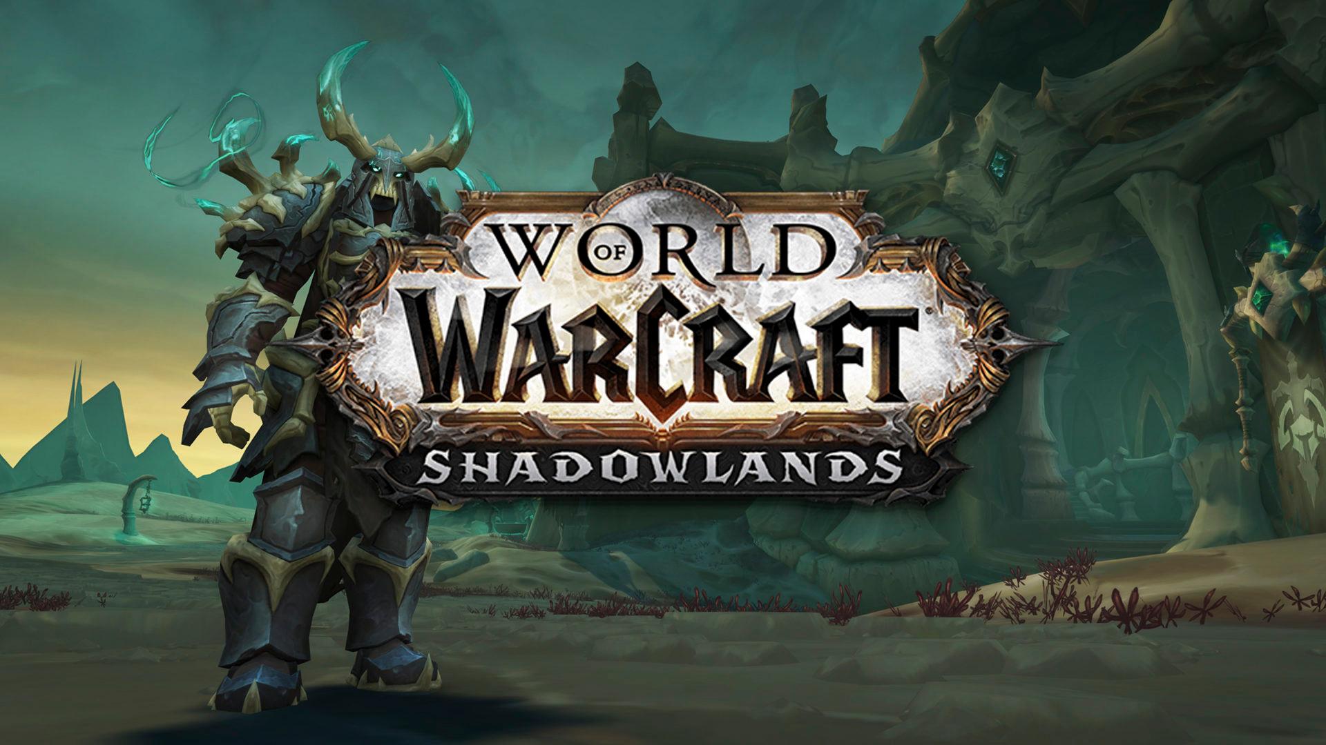 World of Warcraft Shadowlands logo with text stating 'which expansion to level through'