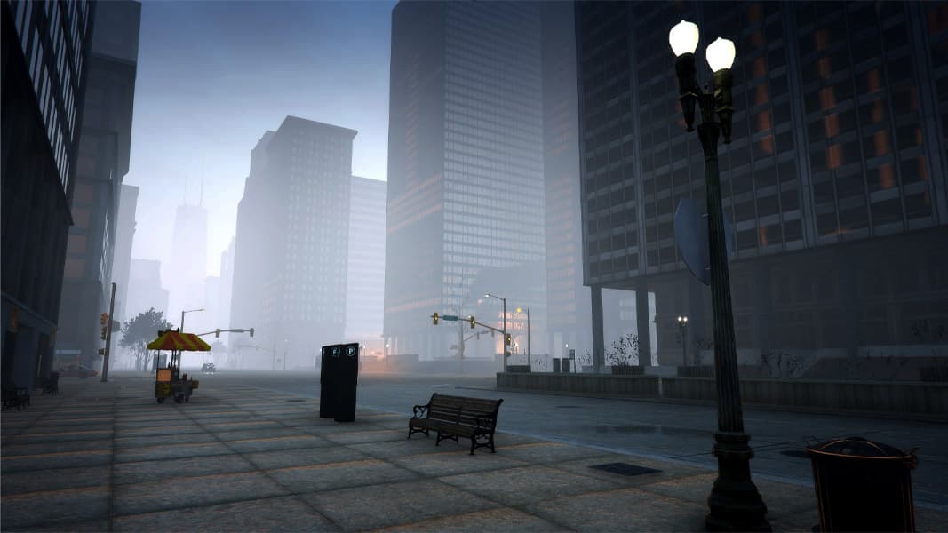 Chicago in GTA v with fog and clouds