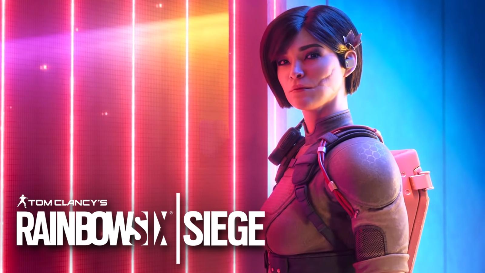 New Rainbow Six Siege operator Aruni stands in front of laser gate.