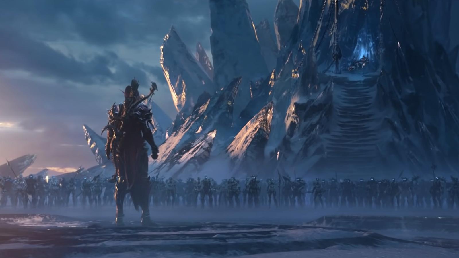 Sylvanas approaches The Lich King to open the Shadowlands.