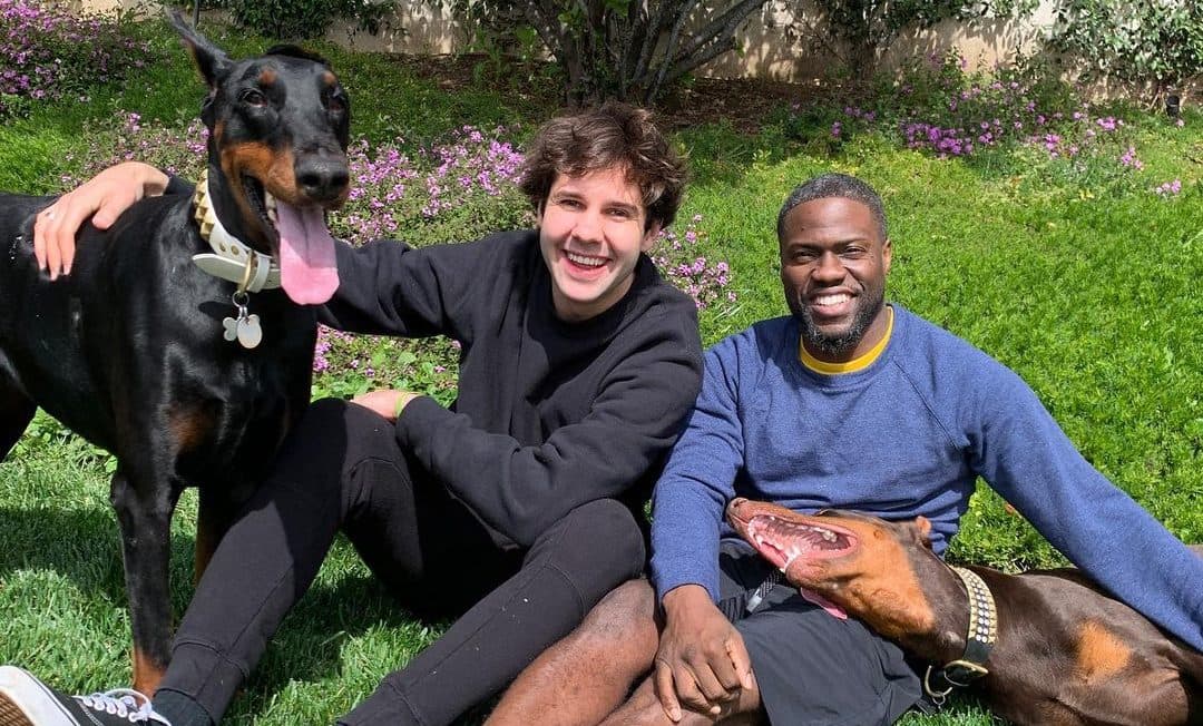 David Dobrik and Kevin Hart with dogs