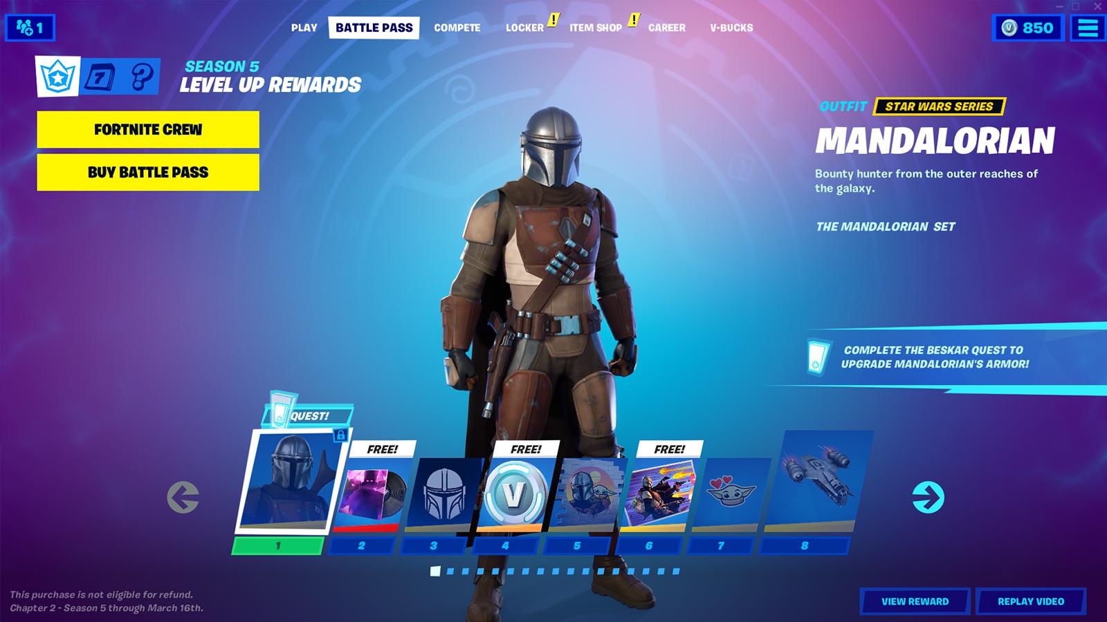 Fortnite's Battle Pass in the new Chapter 2, Season 5.