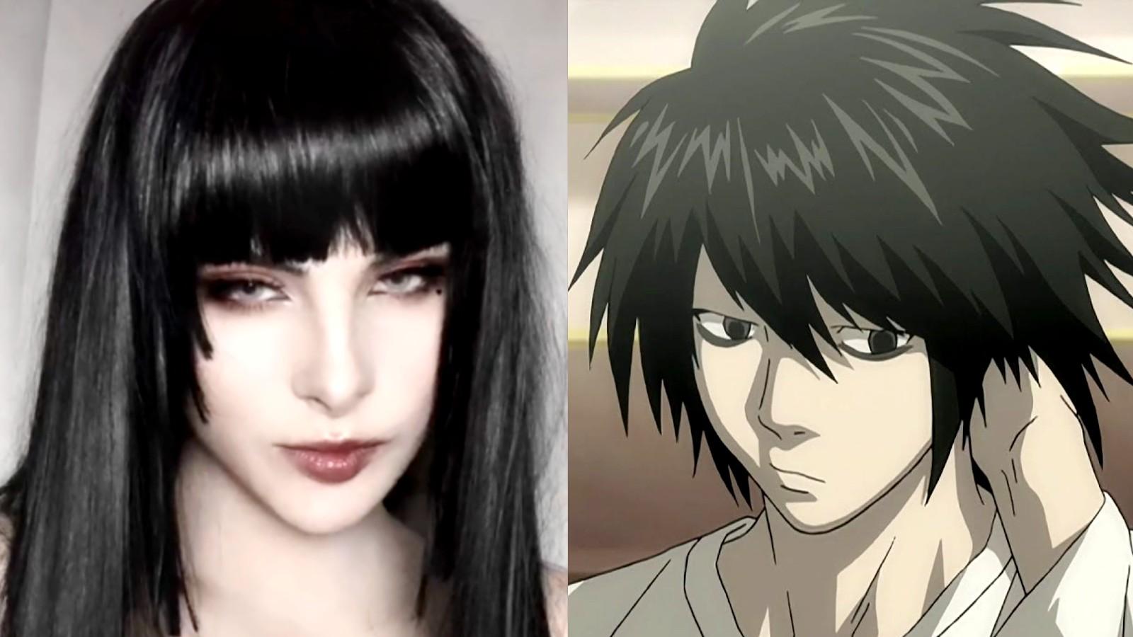 Cosplayer cospoxia next to L from Death Note