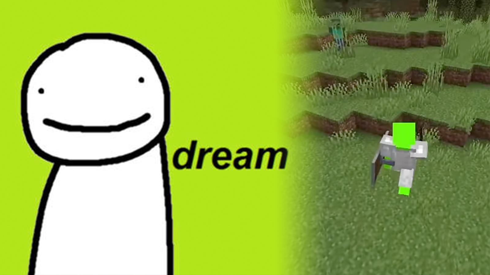 Dream's logo next to a Minecraft screencap