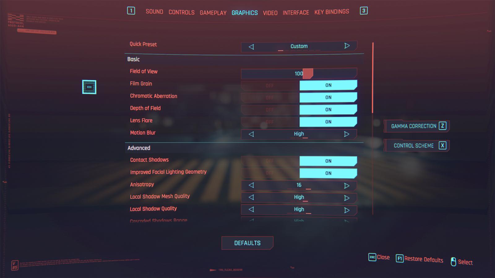The Better FOV Slider mod menu showcased in Cyberpunk 2077
